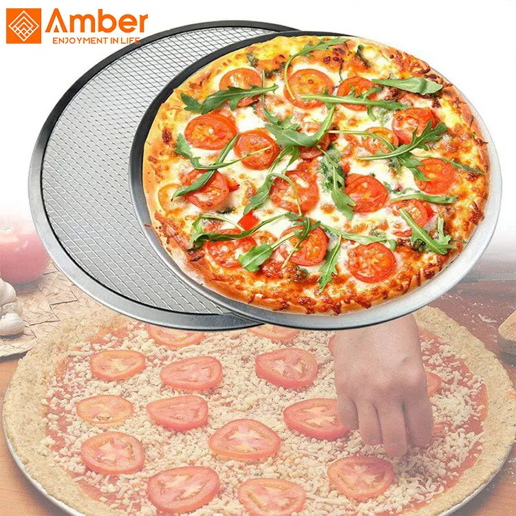 Портативный пищевой бесшовная алюминиевая тостов антипригарная сковорода для пиццы чистая