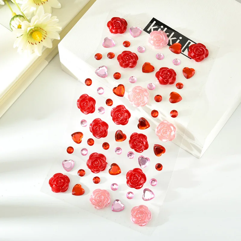 DIY Crystal gemstone sticker Diamond rhinestone heart flower sticker for decoration scrapbook
