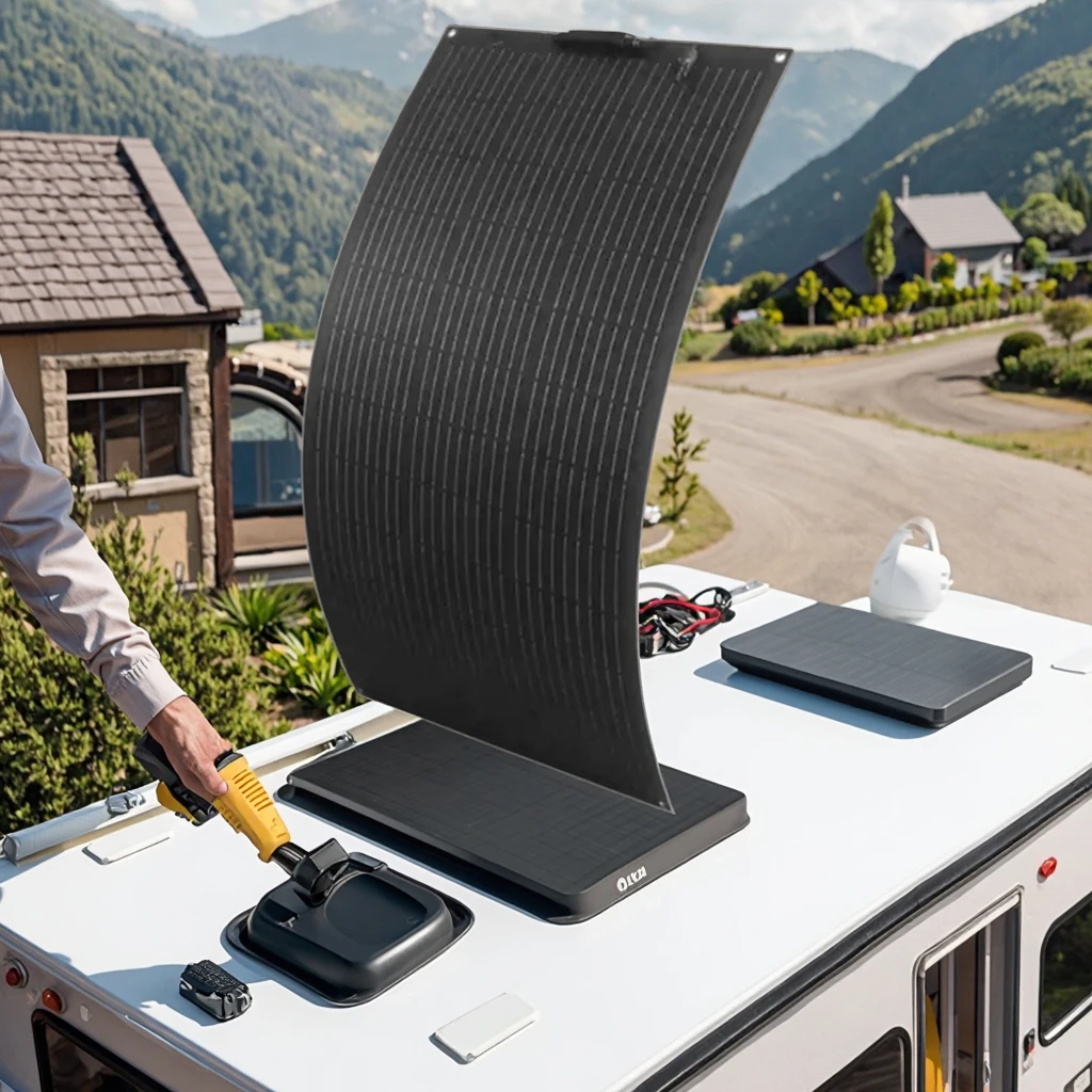 AHONY Flexible Solar Panel 100W 12V Lightweight Ultra Bendable High Cell Efficiency For RV Marine Boat Van Car Curve Surfaces