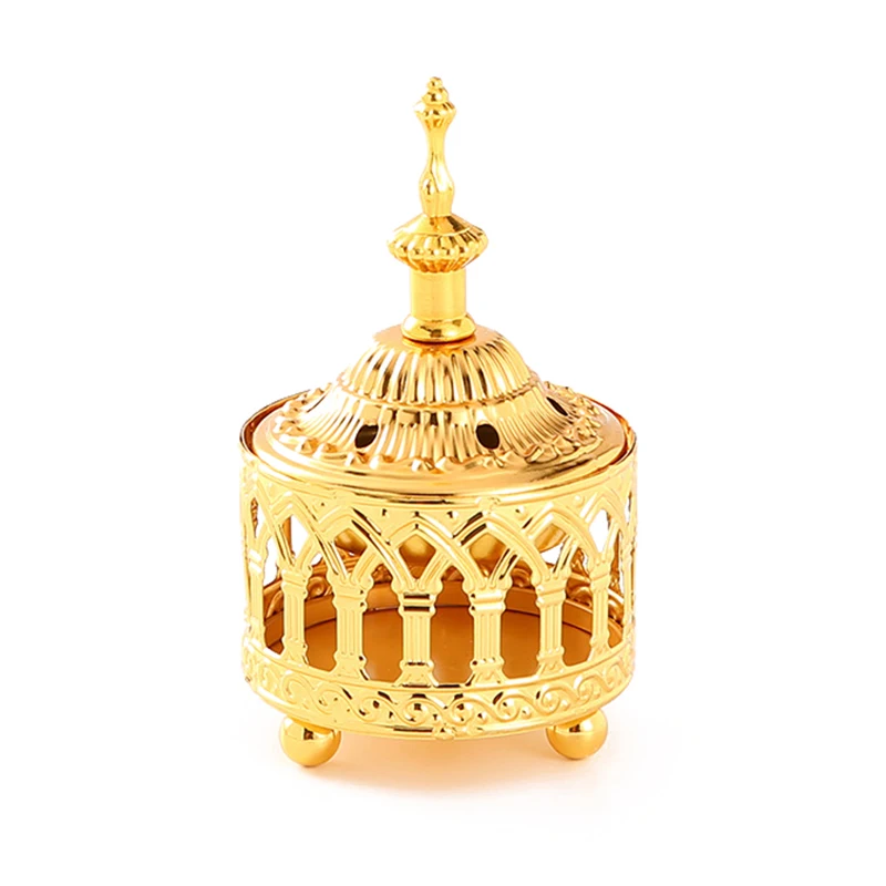 Creative Light Luxury Metal Hollow Incense Burner Ornament Gold Metal Craft Arabian Incense Burner Candles Holder