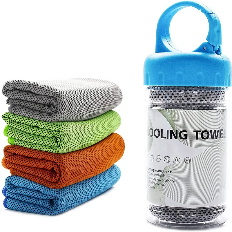 RPET instant cooling customized logo ice sport sublimation gym microfiber cooling towel sports logo custom cooling towel for gym