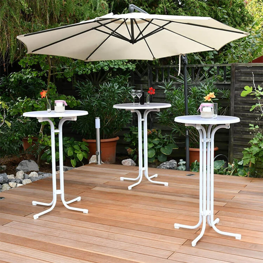 Outdoor MDF edge plastic high top 24' white folding round bar folding table