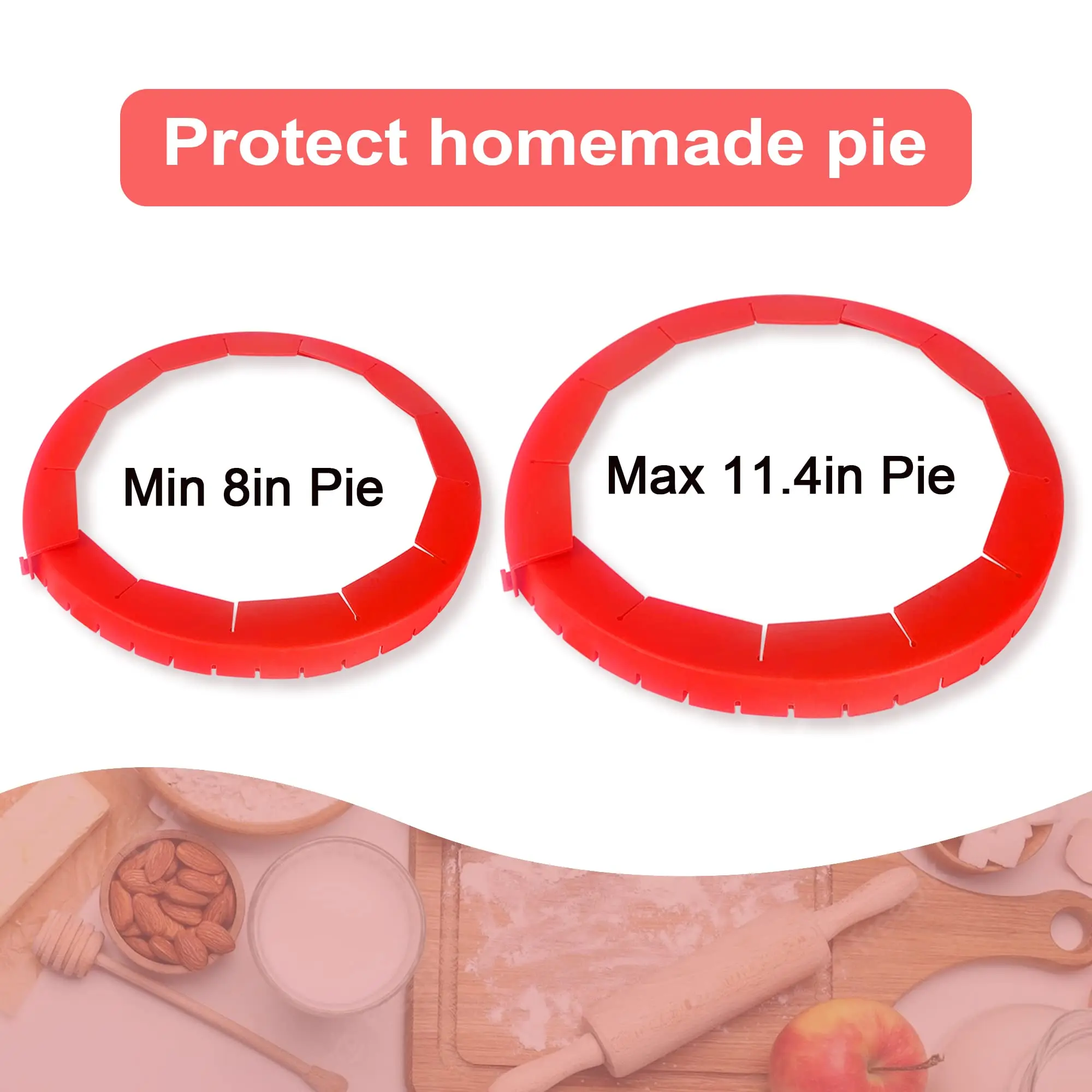 Adjustable Silicone Pie Crust Protector Shields for Baking Pie Crust Cover for Edges Cake Moulds Type Also for Soap Use