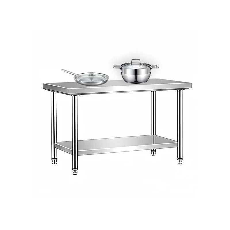 Two Tier Hotel Restaurant Kitchen Working and Prepping Table Fish Cleaning Table Work Table Stainless Steel Work Bench
