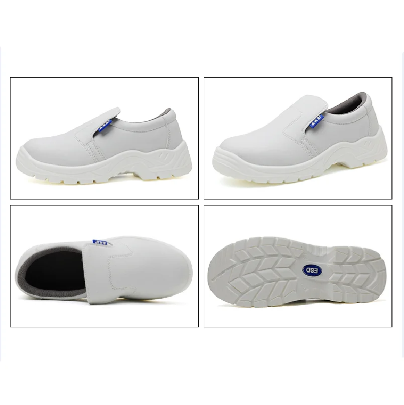 Food factory Antistatic  white safety shoes ,white shoes in Clean room Work Safety ESD with  Steel Toe