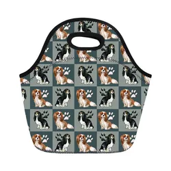 Cavalier King Charles Spaniel Printing Lunch Bags for Women Kids Picnic Tote School Food Bag Bolsa T Lancheira