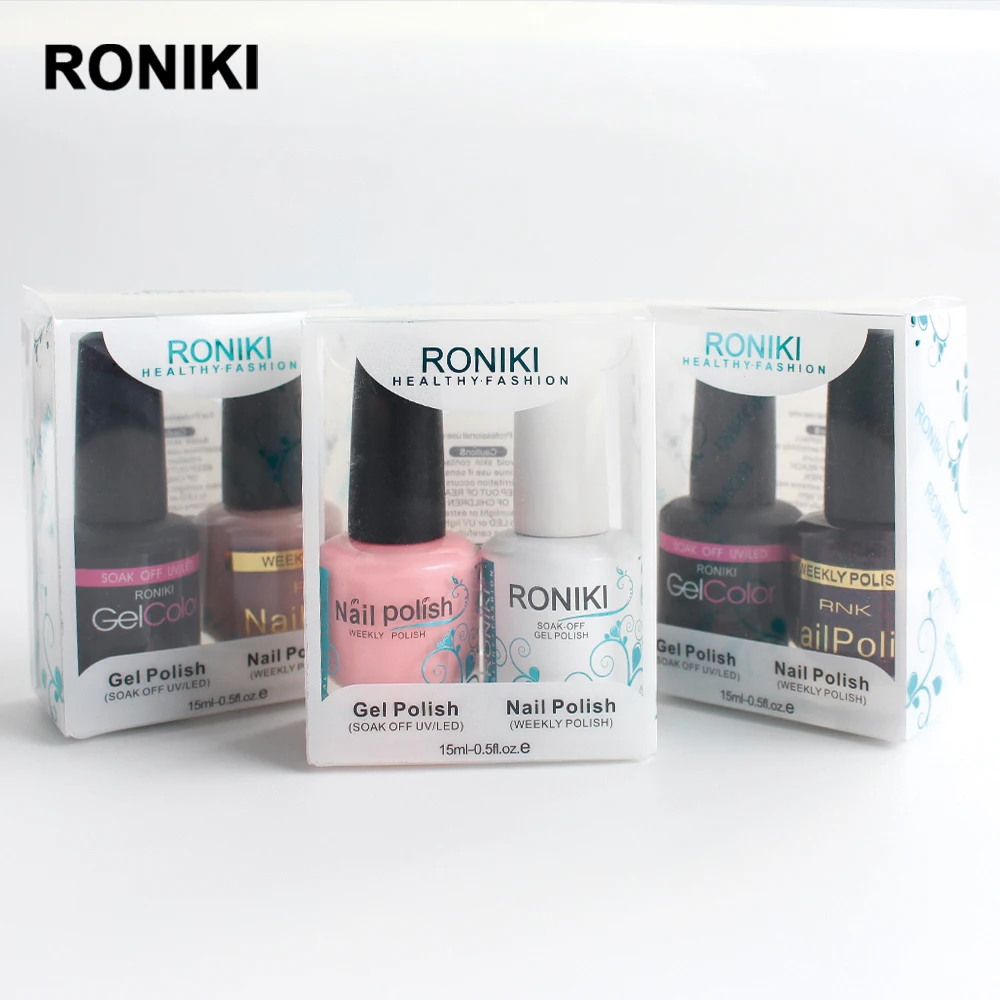 RONIKI Wholesale Custom Matching Color Nail Products Soak Off Gel Polish Set UV Gel UV/LED Lamp Available Easily Soak 15ml/10ml