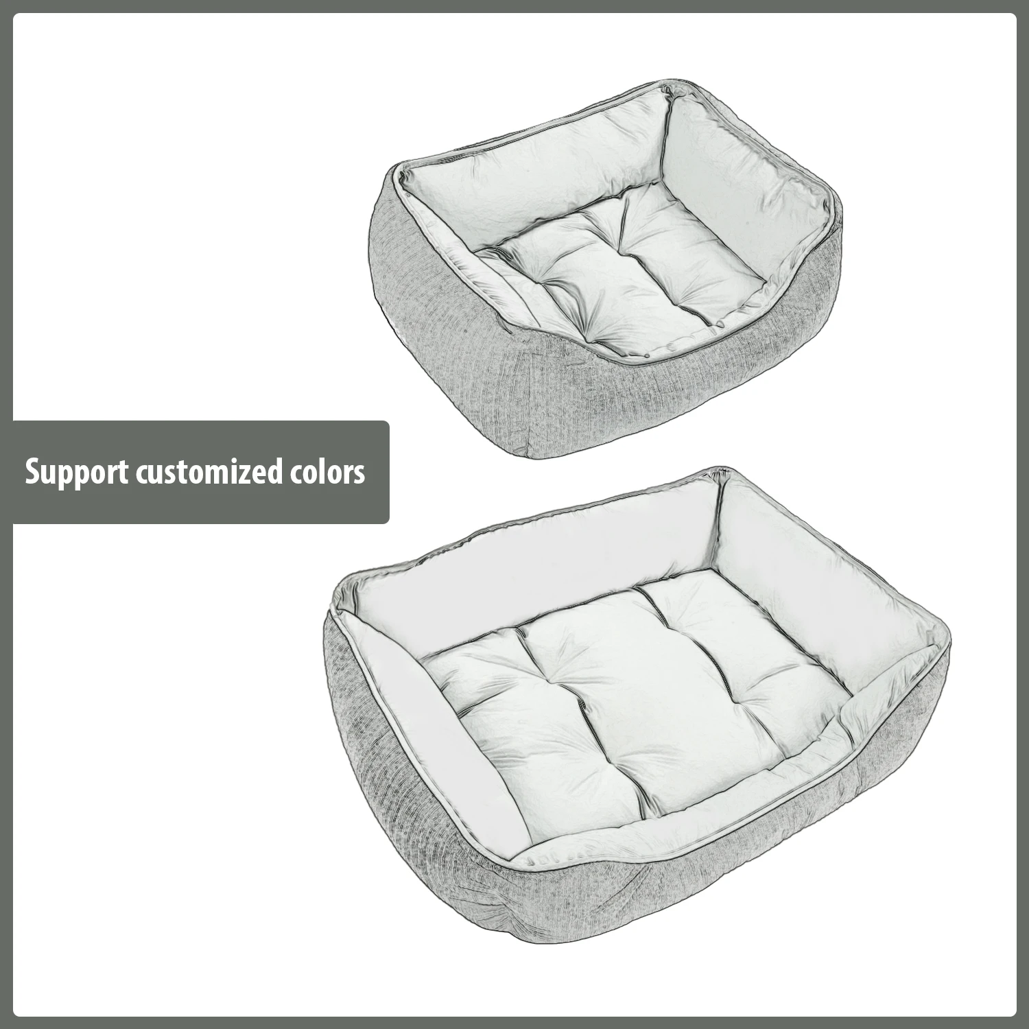 C4P High quality wholesale rectangle  34 inches soft  Calming Dog Beds for Large Dogs