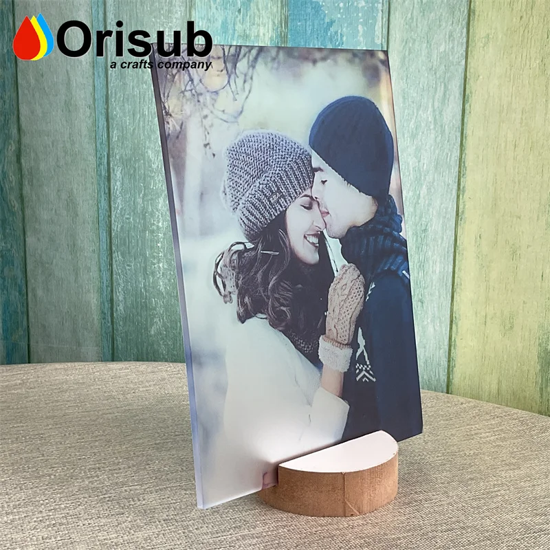5x7 inch rectangular personalized acrylic photo panel sublimation clear white acrylic photo plaque with round edges
