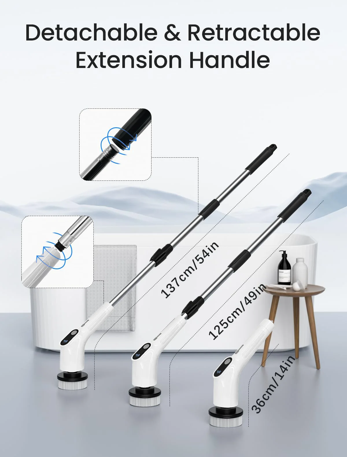 Dual Speed 360 Power Electric Spin Scrubber Cordless Cleaning Brush Adjustable Detachable Handle Portable Electronic Tile