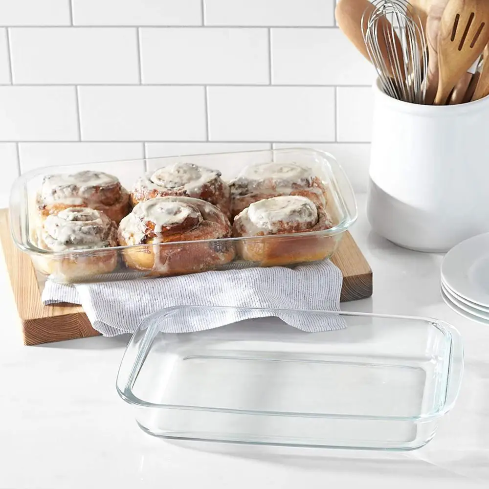 New Arrival Kitchen Glass Baking Dish Rectangle 2 Pieces Glass Tray  Glass Storage Food Container
