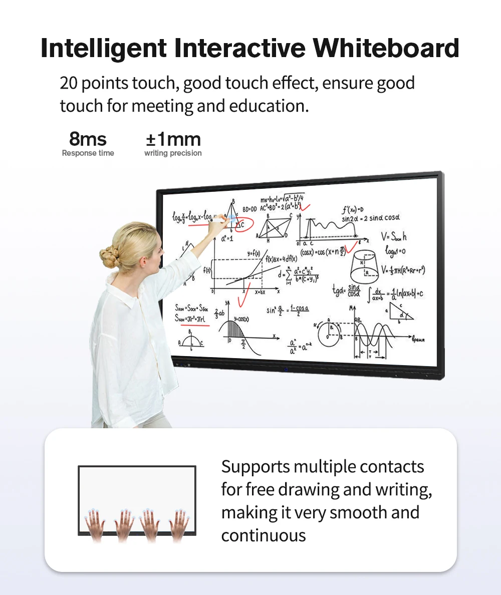65/75/86 inch Wholesale Multi Finger Touch 4K Screen Whiteboard Flat Panel For Education And Business