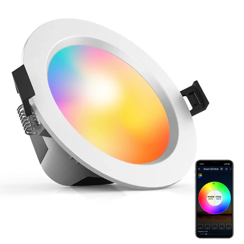 Smart LED RGB Downlight with Remote Control Ceiling Indoor Lights Dimming Round Spot Lamp 5W 7W 9W Warm Cool Light Work Home