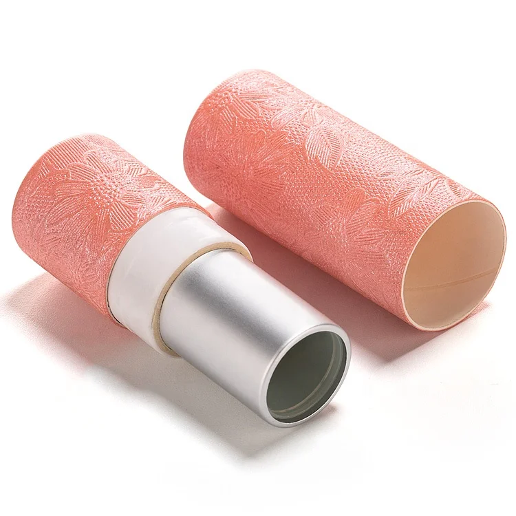 Eco cylinder packaging pink lip gloss round paper cosmetic lip balm deodorant lipstick paper tube