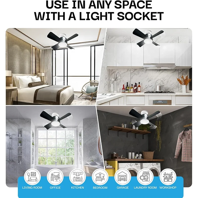 Socket Led Fan 
ceiling Control 110v Wood Light Voltage Fans Electric Color Industrial Modern Professional E27 Socket Fan Lamp