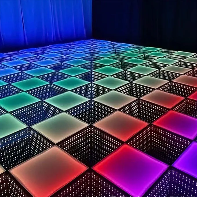 Magnetic Led Floor Dance 3D Mirror Stage Interactive Led Floor Dance for Wedding Party Led Dance Floor Panel For Sale