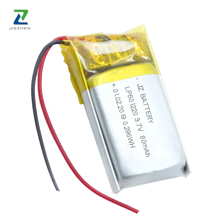 5mm thickness li ion 501025 3.7v 80mah lithium polymer battery