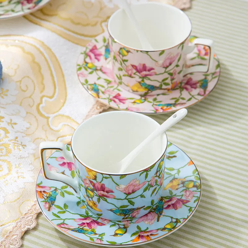Floral 4 sets Bone China Tea Sets Mismatched Porcelain Afternoon  Easy To Wash Tea Set