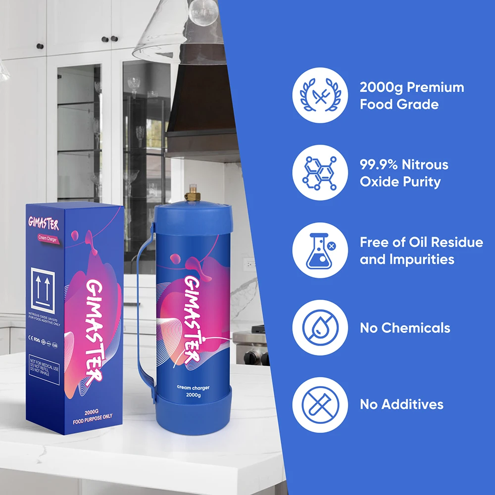 Gimaster Gas Cartridge Whip Cream Bottle Gas Whip Cream 3.3L  Ideal for Coffee Shops & Bakeries