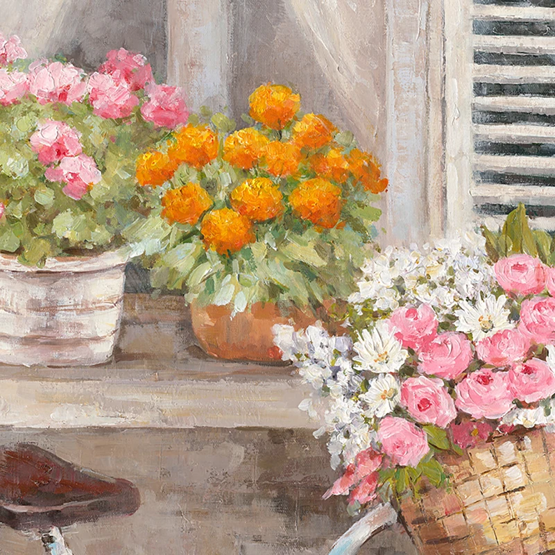 2022  Hot Sell Flower window Canvas Printing  Home decor hotel Canvas Pictures Artwork For Landscape bicycle  wall art Painting