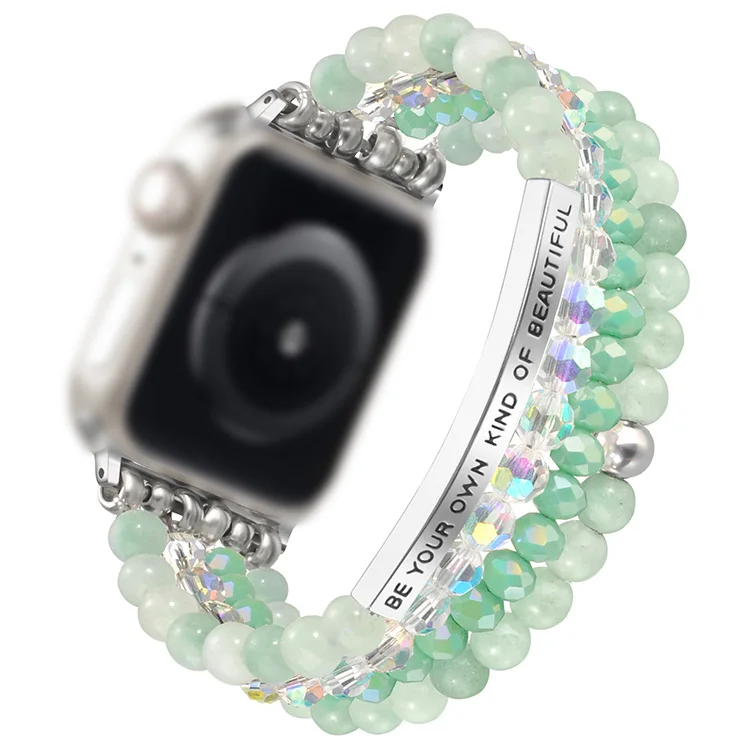 Series 9 8 7 SE Series 6/5/4 Women Fashion Clear Cute Handmade Stretchy Watch Strap for iWatch Bands Series 3/2/1 Replacement