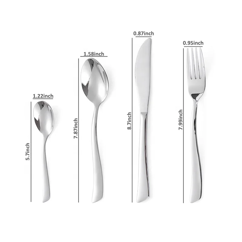 Wholesale Kitchen Flatware Luxury Restaurant Wedding Silver Knife Spoon Fork 16 Pcs 304 Stainless Steel Cutlery Set