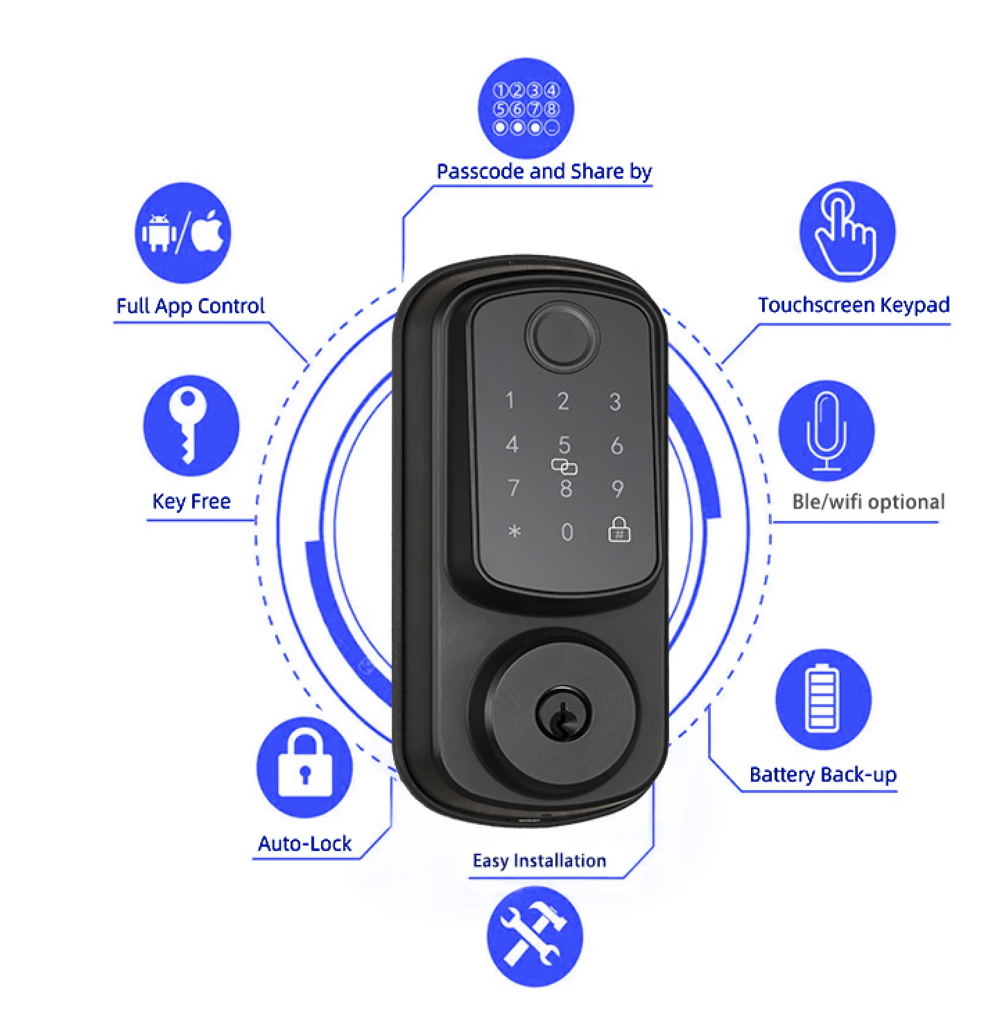 Smart deadbolt locks fingerprint lock deadbolt lock electronic for home residential