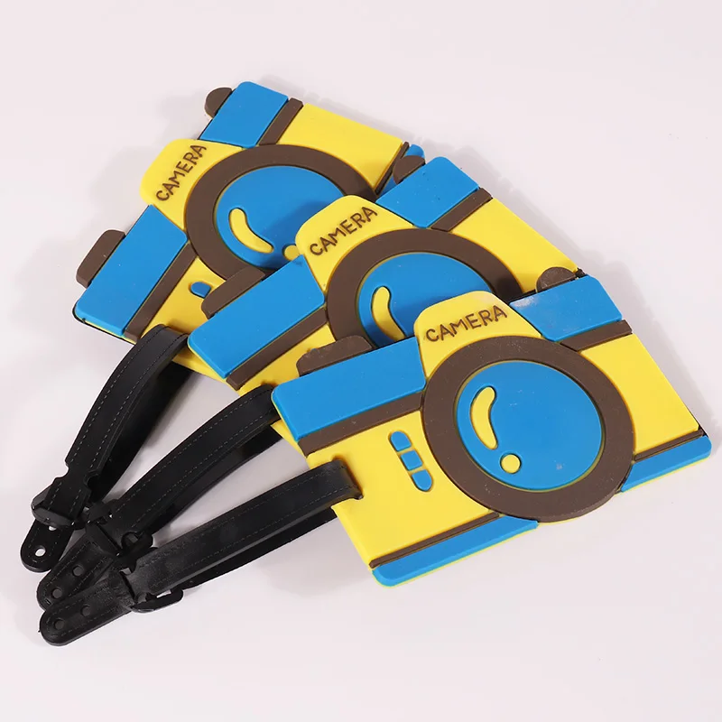Custom PVC Red Embossed Logo Adjustable Luggage Tag for Travel Agency Luggage Label Tag Promotional Gift Giveaway