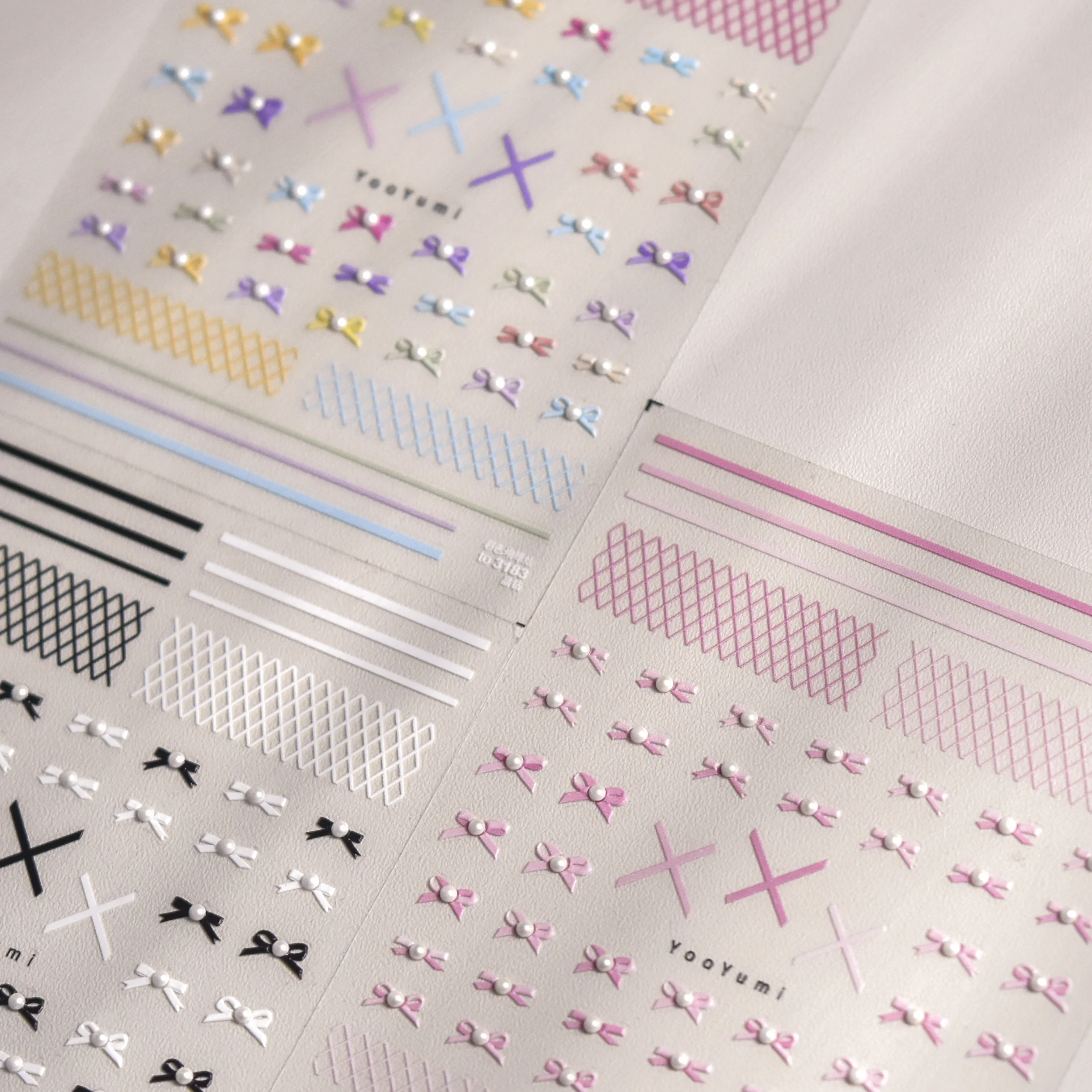 New arrival self-adhesive 5d emboss sticker ballet bow lace white black shiny color  nail sticker nail art decals