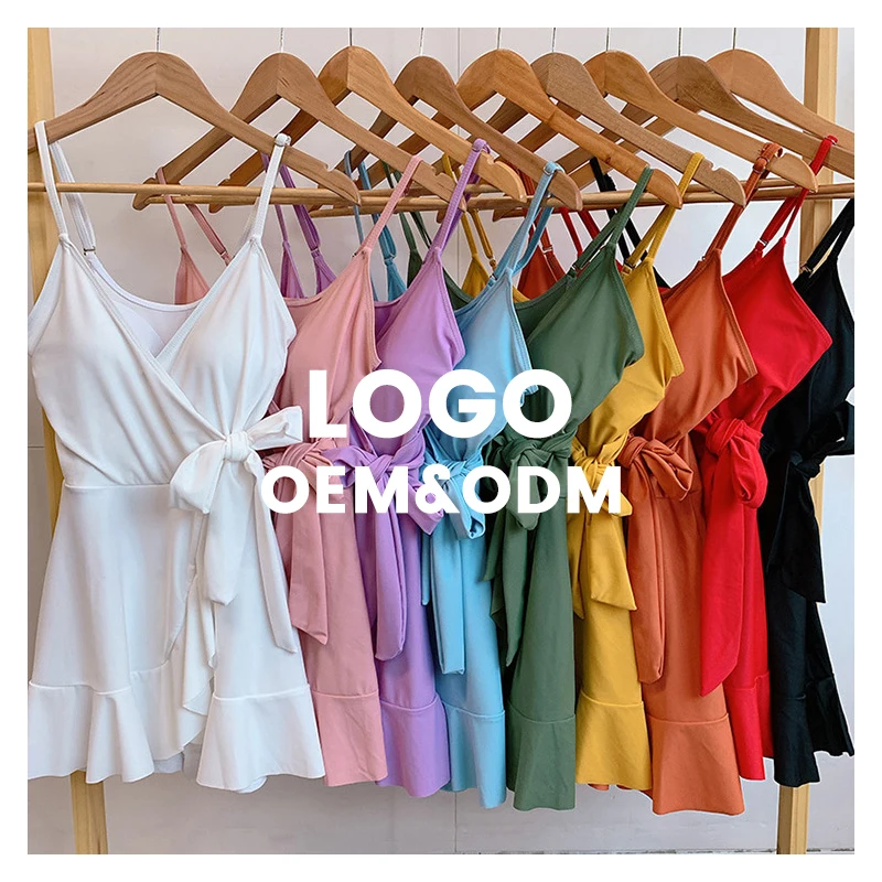 YingTang ODM/OEM Solid&Floral Backless Cover Belly Slim Swimdress Swimsuit Women