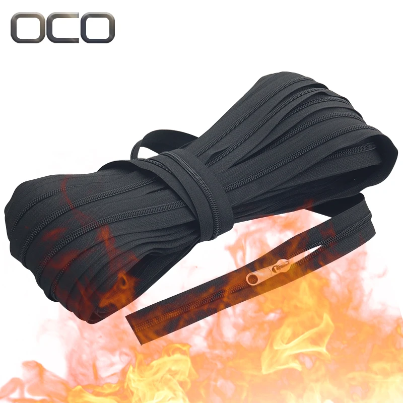 OCO Professional manufacturer Long Chain Zipper Flame Retardant Zipper 5# Nylon Fireproof Zipper For Fireproof Suit