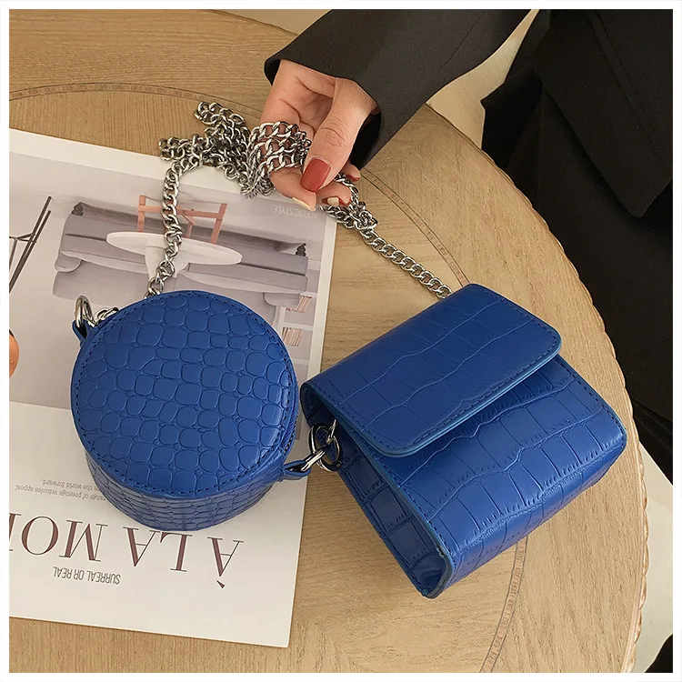 2022 new summer versatile solid color shoulder Pouch Two piece simple crocodile chain crossbody bag