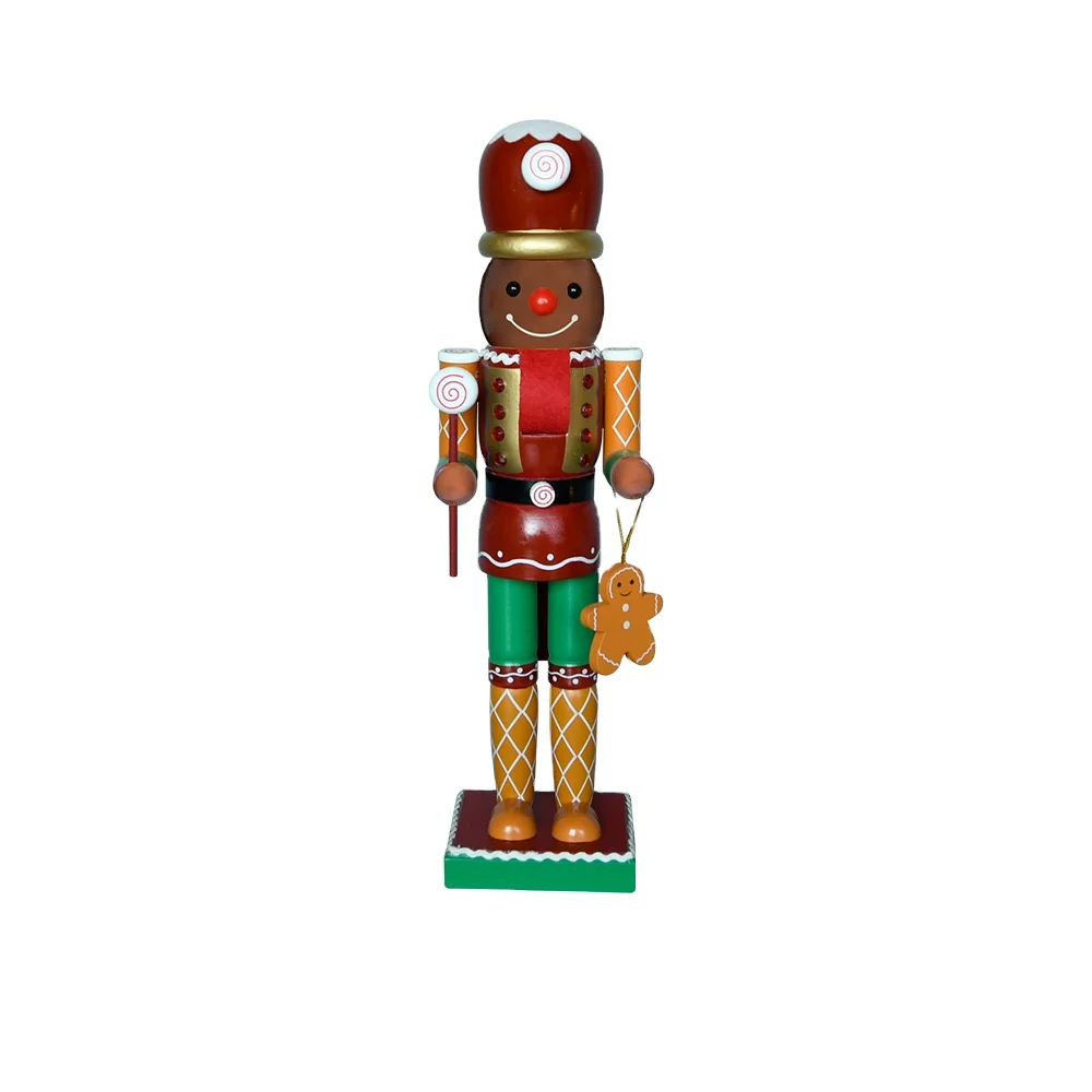 Customized Nutcracker Puppet 35CM Painted Doll Christmas Table Ornaments Wooden Gingerbread Nutcracker For Festival