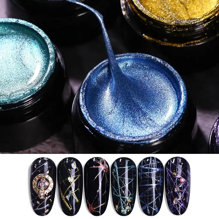 Wholesale Custom Private Label 30ml 6 Colors Nail Art Design Uv/led Gel Art Paint Soak Off Metal Painting Gel Polish