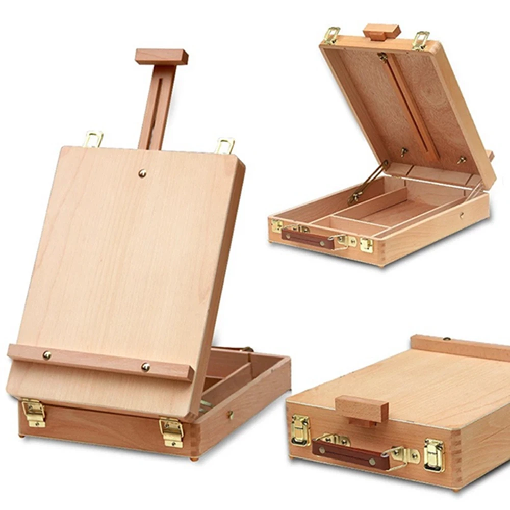 Professional Artist Paint Easel Stand Wooden Portable Desktop Box Table Easel Sketch Box for Painting