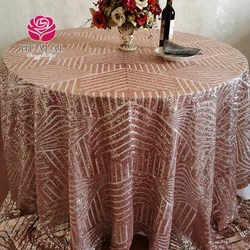 Rose gold quality custom luxury geometric glitz sequin design trade show table cloth overlay  for wedding