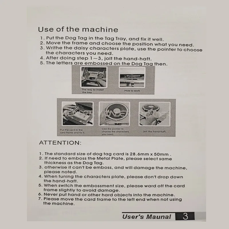 Stainless Steel Dog Tag Name Tag Identity Card Manual Operated Embossing Machine 52 Character Tag Embosser