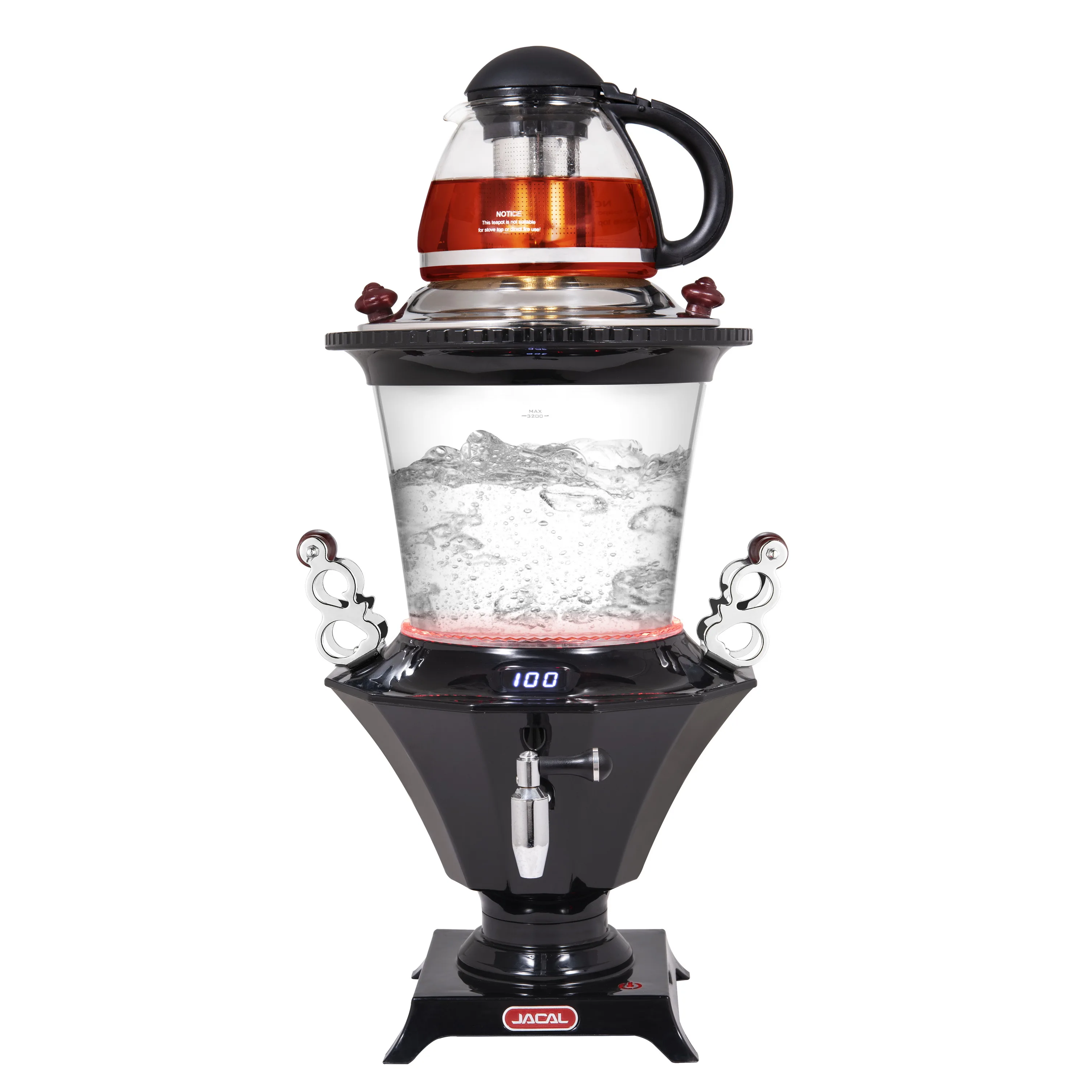 Glass samovar with LED temperature display