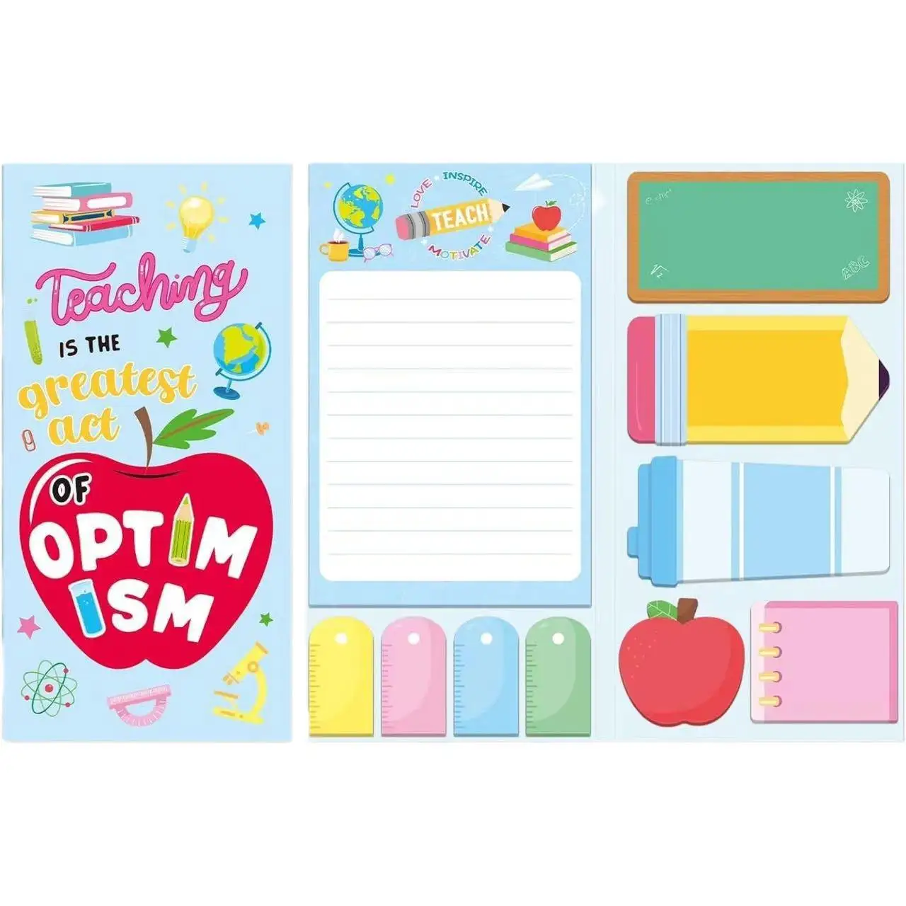 Cartoon Study Themed Sticky Note Holder Cute Memo Book Pad Kawaii Office Supplies School Stationary Accessories Custom Wholesale