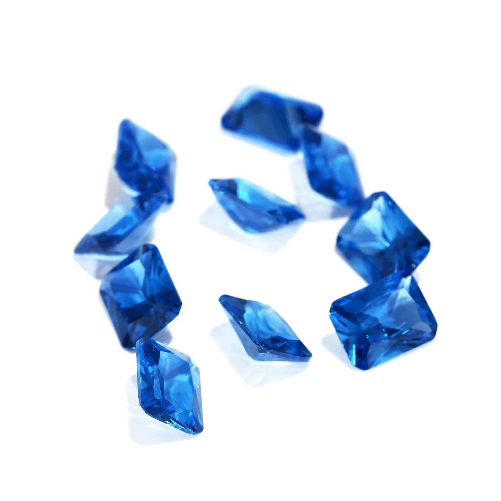 Megan wholesale Messigems long shape cushion Cut Loose Corundum blue Synthetic  4X6mm Stone Prices sapphire