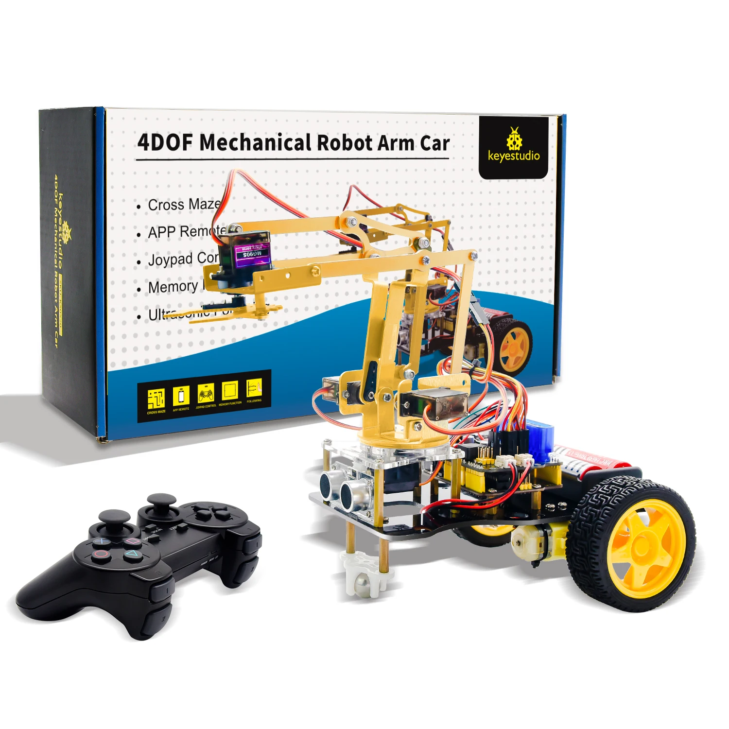 Keyestudio 4DOF Mechanical Arm Robot Car Learning Starter Kit for Arduino Robot
