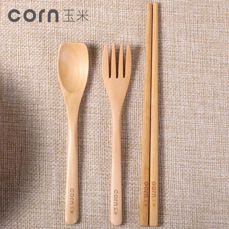 
Fork Spoon Chopstick Wooden Cutlery Set For Promotional Gift 