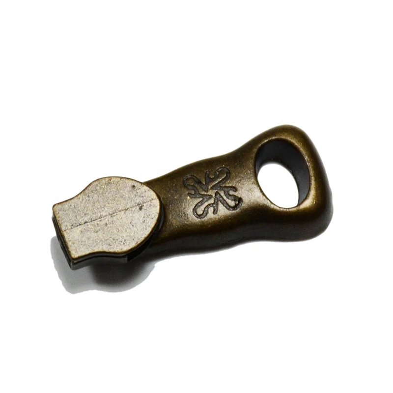 Sample Order Various Metal Antique Brass Zipper slider and popular design puller for backpack