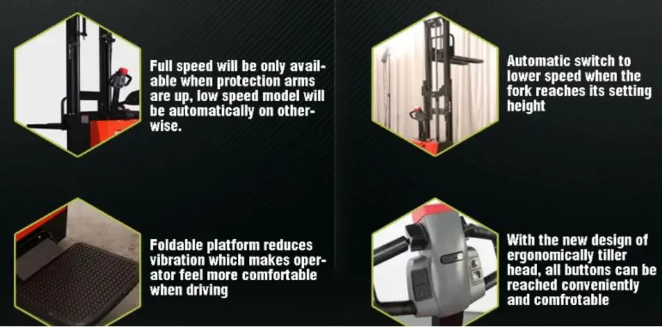 REDDOT Max Series 1.6ton 2.0ton standing electric pallet stacker forklift with platform