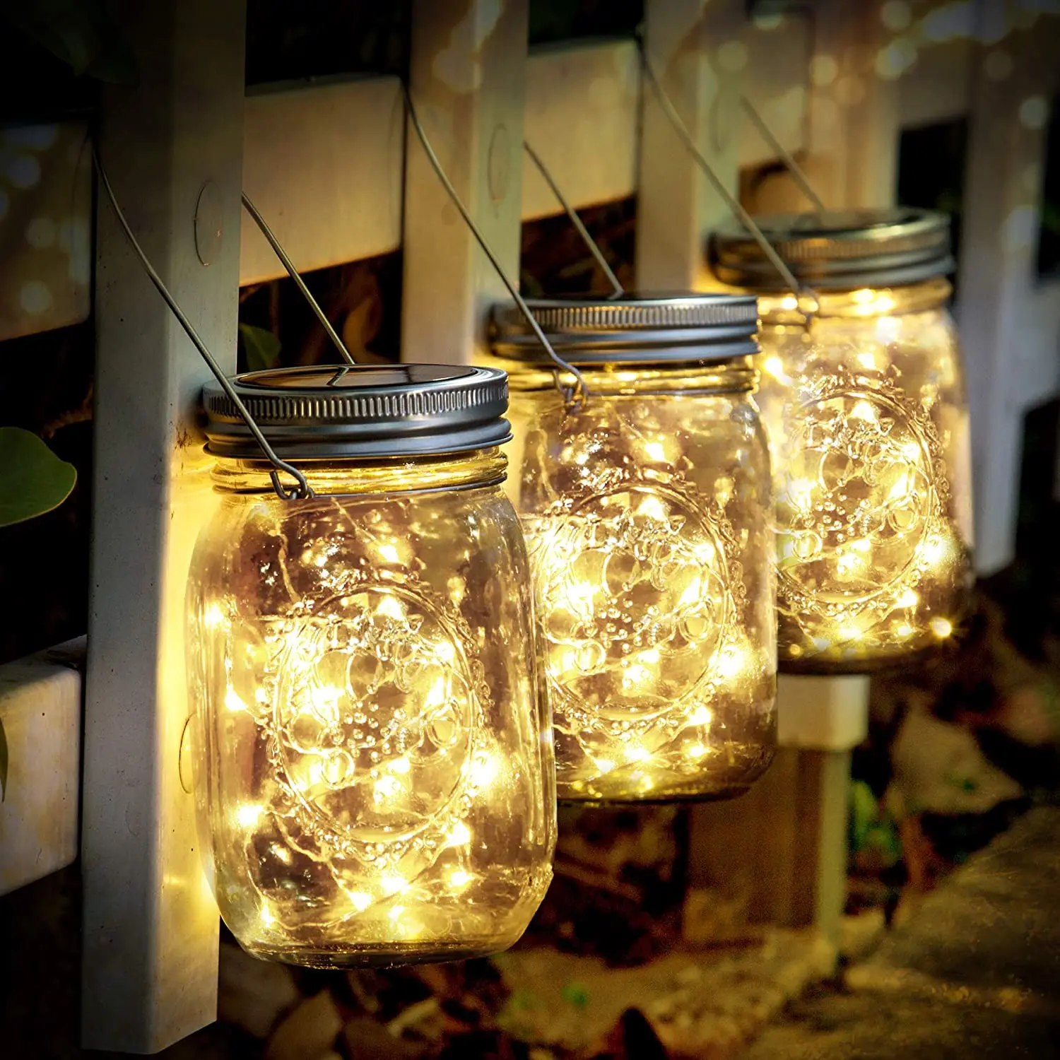 Energy Saving Rechargeable Solar Powered Lid Mason Glass Jar 2m 20LED Copper Wire String Light With Handle