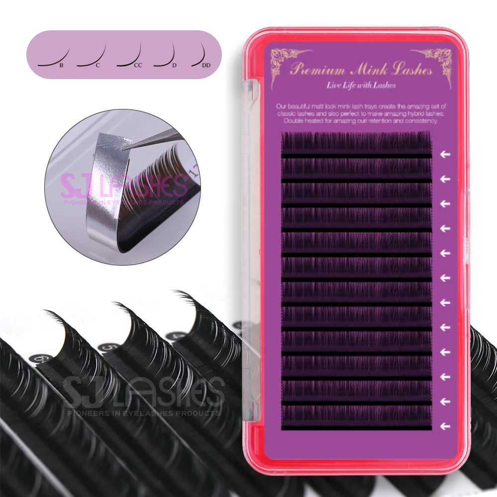 Korean PBT Mink Extensiones de Pestaas High-Dense Gap-Free Individual Synthetic C-Curl Lashes 0.07mm Thickness 15mm Length Trays