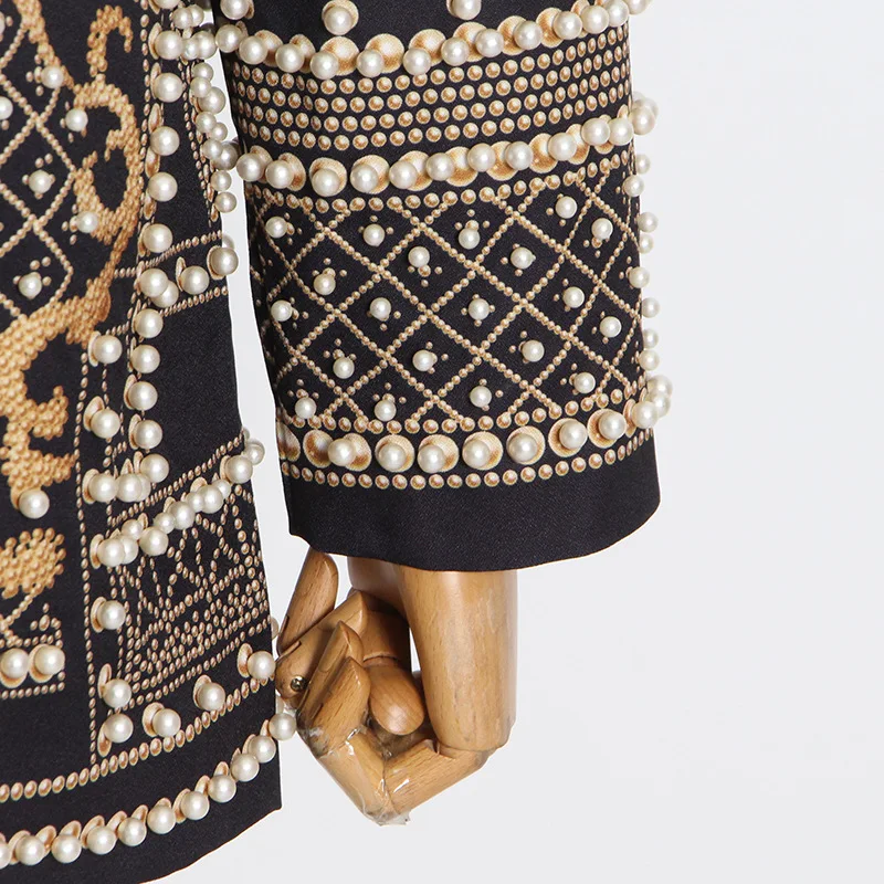 20234 New fashion pearls embroidery jacket customized street jacket wear rhinestone women jacket