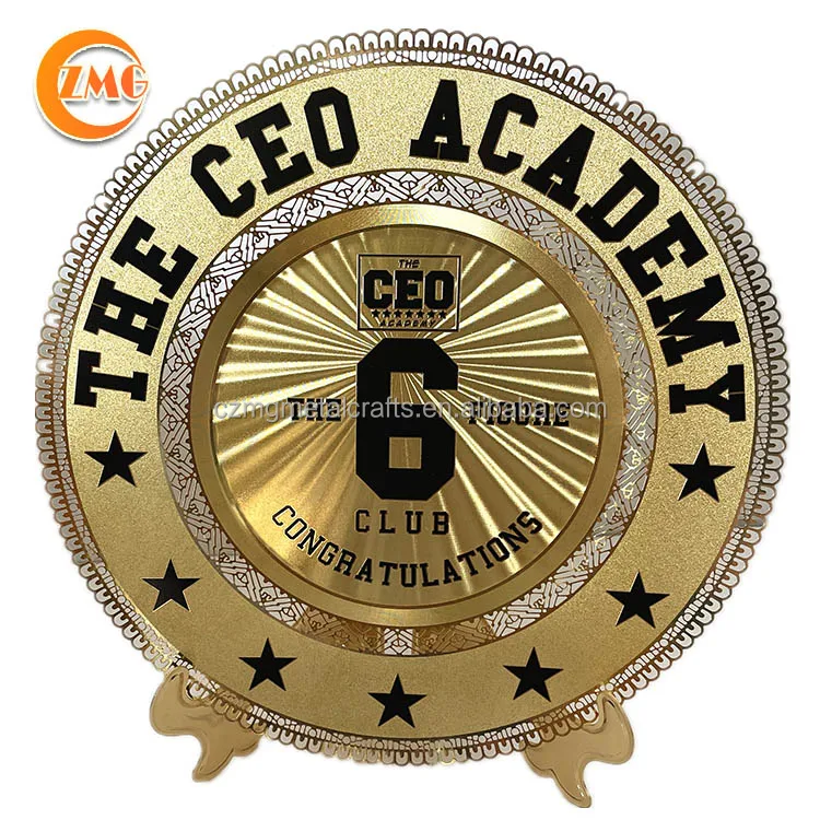 best selling customized brass etched high quality decoration souvenir metal award plaque plate