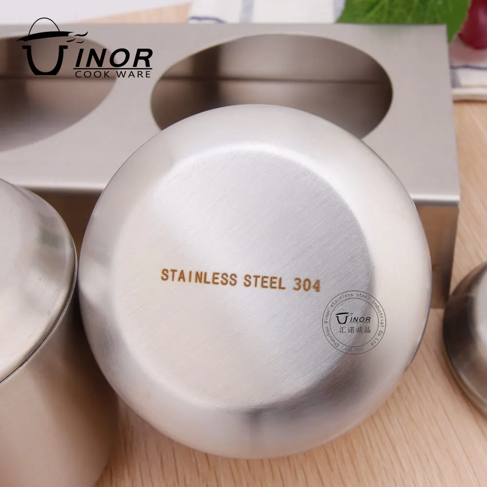 china factory round sugar bowl 304 stainless steel spice jar set with metal lids