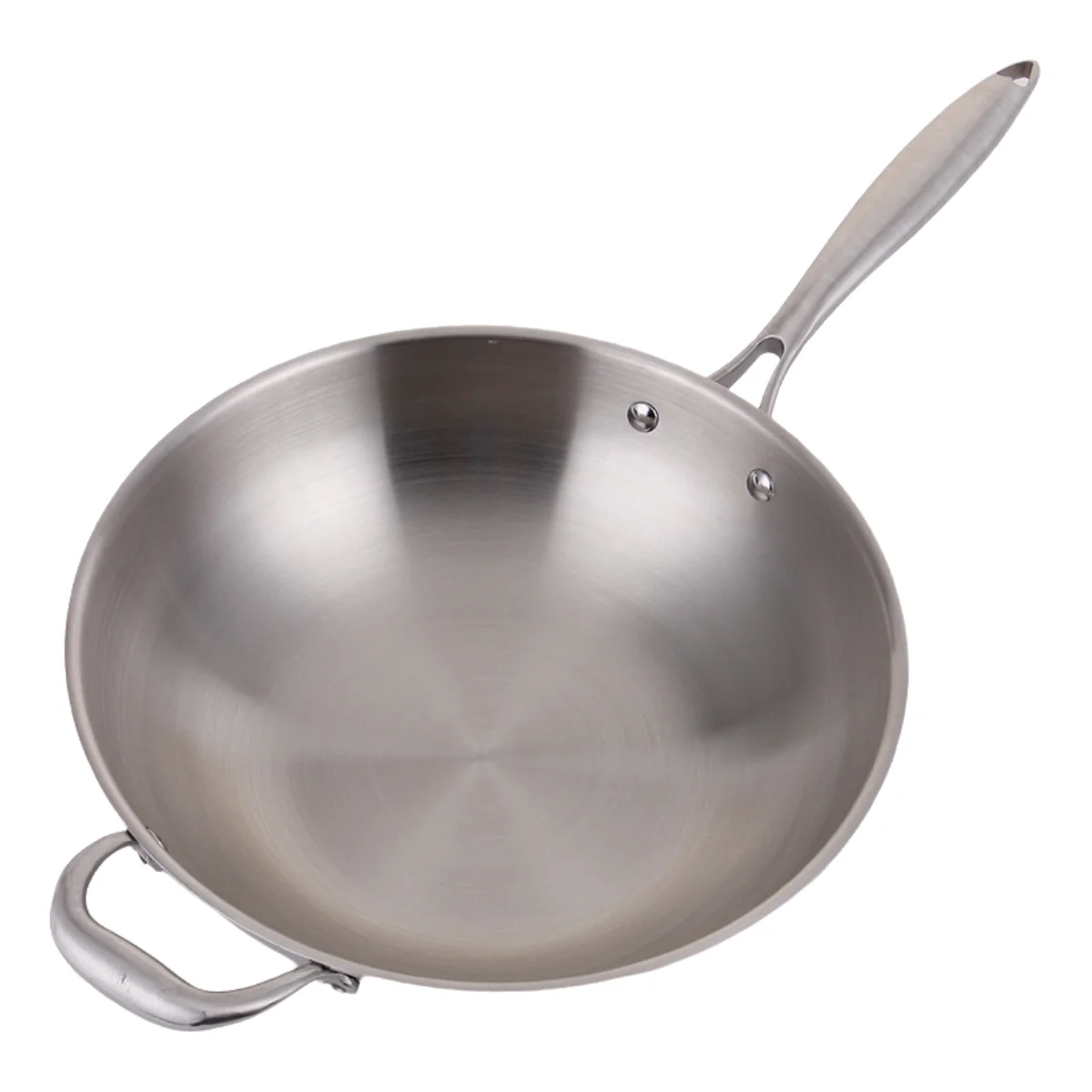 Tri-Ply Stainless Steel Non-Stick Stir Fry Wok Pan Scratch-Proof Cookware Durable Pot